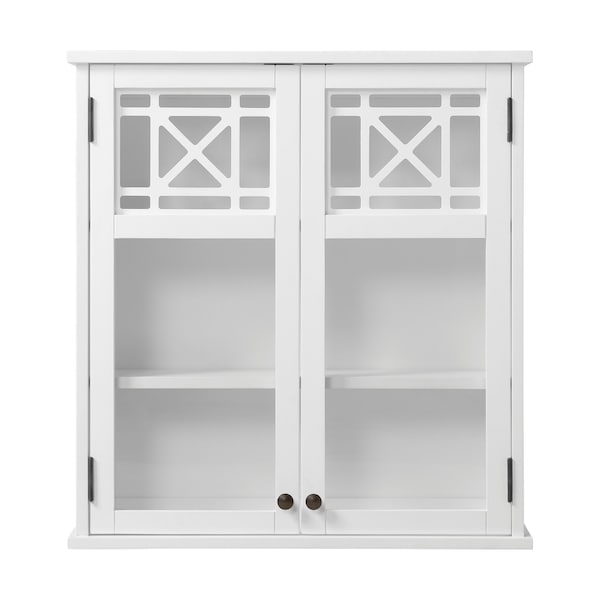 Alaterre Furniture Derby 27"W x 29"H Wall Mounted Bath Storage Cabinet with Glass Cabinet Doors ANDE76WH - main